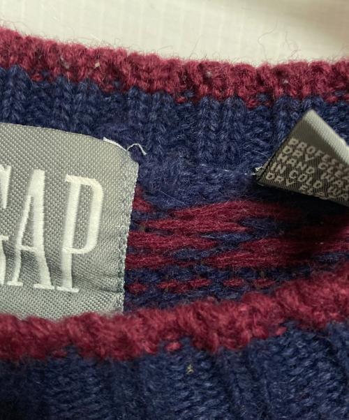 GAP（ギャップ）GAP (ギャップ) 80’ｓ総柄ニット ネイビー×レッド サイズ:XLの古着・服飾アイテム