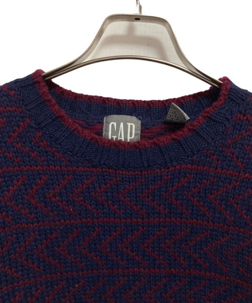 GAP（ギャップ）GAP (ギャップ) 80’ｓ総柄ニット ネイビー×レッド サイズ:XLの古着・服飾アイテム
