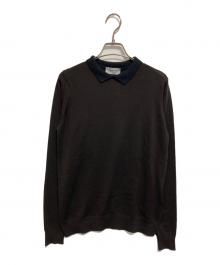 JOHN SMEDLEY（ジョンスメドレー）の古着「襟付きウールニット」｜ブラウン