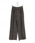TODAYFULトゥデイフル）の古着「Geometric Jacquard Trousers」｜ブラック×ベージュ