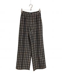 TODAYFUL（トゥデイフル）の古着「Geometric Jacquard Trousers」｜ブラック×ベージュ