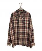 RRLダブルアールエル）の古着「長袖レーヨンチェックシャツ」｜ベージュ×グリーン