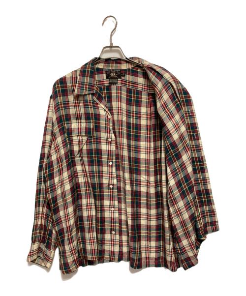 RRL（ダブルアールエル）RRL (ダブルアールエル) 長袖レーヨンチェックシャツ ベージュ×グリーン サイズ:Mの古着・服飾アイテム