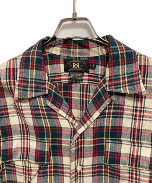 RRL（ダブルアールエル）RRL (ダブルアールエル) 長袖レーヨンチェックシャツ ベージュ×グリーン サイズ:Mの古着・服飾アイテム