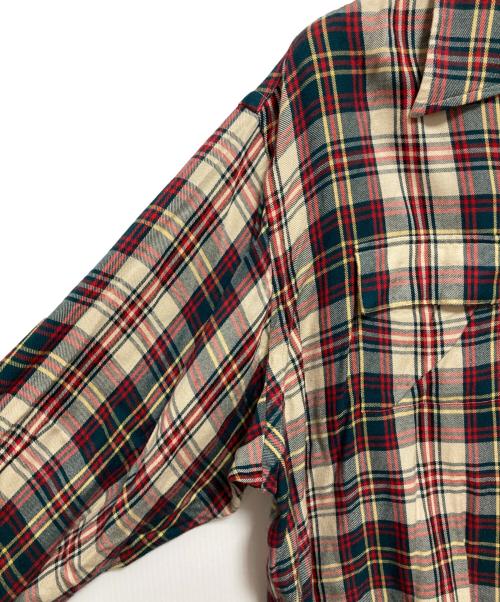 RRL（ダブルアールエル）RRL (ダブルアールエル) 長袖レーヨンチェックシャツ ベージュ×グリーン サイズ:Mの古着・服飾アイテム