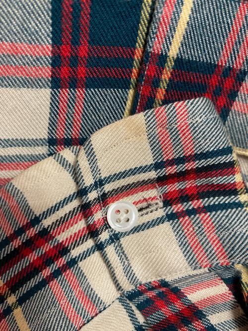 RRL（ダブルアールエル）RRL (ダブルアールエル) 長袖レーヨンチェックシャツ ベージュ×グリーン サイズ:Mの古着・服飾アイテム