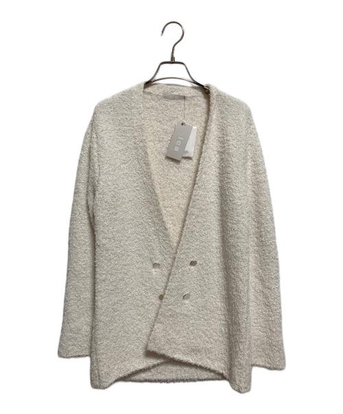 icB（アイシービー）icB (アイシービー) ぺーパーモール ニットジャケット ホワイト サイズ:Sの古着・服飾アイテム