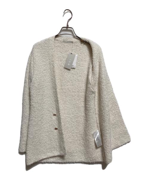 icB（アイシービー）icB (アイシービー) ぺーパーモール ニットジャケット ホワイト サイズ:Sの古着・服飾アイテム