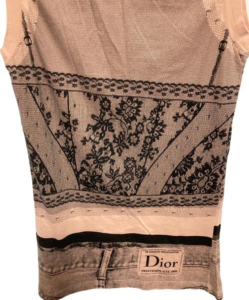 Christian Dior（クリスチャン ディオール）Christian Dior (クリスチャン ディオール) コルセット/デニム転写トロンプルイユデザインカットソー ピンク サイズ:36の古着・服飾アイテム