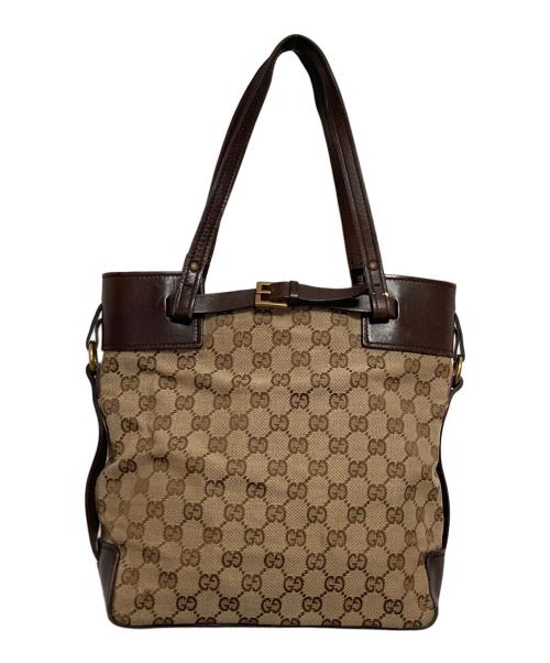 GUCCI（グッチ）GUCCI (グッチ) GGキャンバス　トートバッグ ベージュ・ブラウンの古着・服飾アイテム