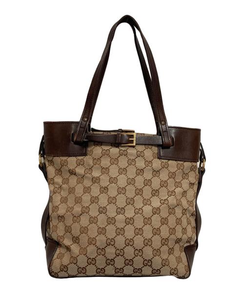 GUCCI（グッチ）GUCCI (グッチ) GGキャンバス　トートバッグ ベージュ・ブラウンの古着・服飾アイテム