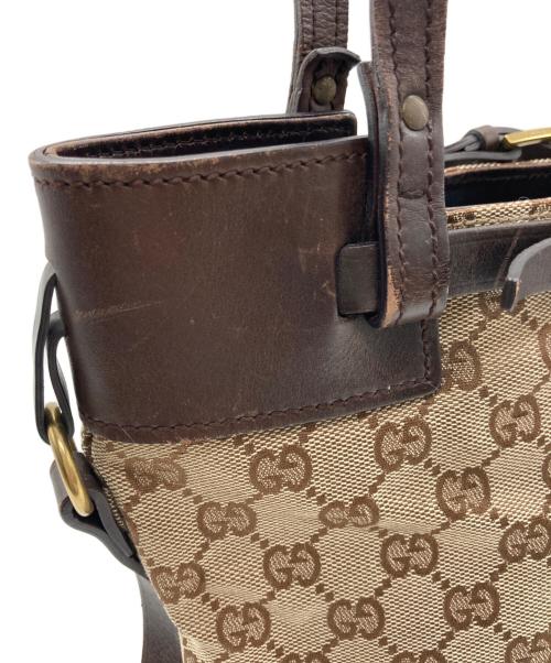 GUCCI（グッチ）GUCCI (グッチ) GGキャンバス　トートバッグ ベージュ・ブラウンの古着・服飾アイテム