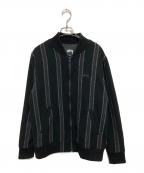stussyステューシー）の古着「ウールストライプ ボンバージャケット」｜ブラック
