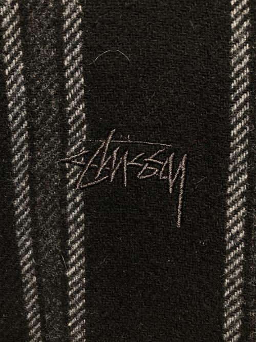 stussy（ステューシー）stussy (ステューシー) ウールストライプ ボンバージャケット ブラック サイズ:Mの古着・服飾アイテム