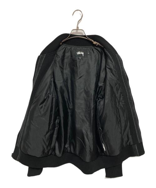 stussy（ステューシー）stussy (ステューシー) ウールストライプ ボンバージャケット ブラック サイズ:Mの古着・服飾アイテム