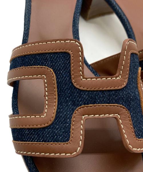 HERMES（エルメス）HERMES (エルメス) オアジス サンダル ブラウン×インディゴ サイズ:36.5の古着・服飾アイテム