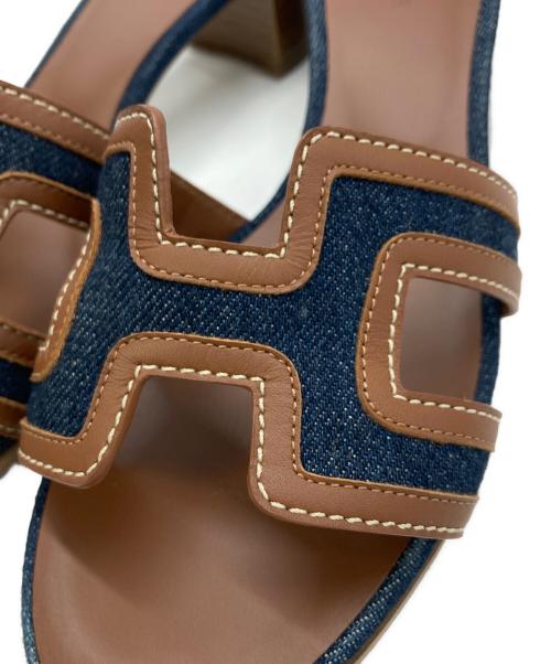 HERMES（エルメス）HERMES (エルメス) オアジス サンダル ブラウン×インディゴ サイズ:36.5の古着・服飾アイテム