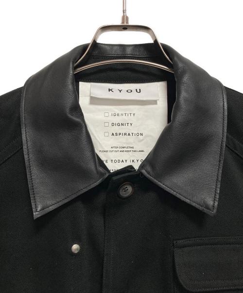 KYOU（キョウ）KYOU (キョウ) NARCOLEPSY Homage Cotton Twill x Leather Jacket ブラック サイズ:1の古着・服飾アイテム