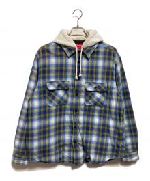 SUPREME（シュプリーム）の古着「Hooded Flannel Zip Up Shirt」｜ネイビー×イエロー