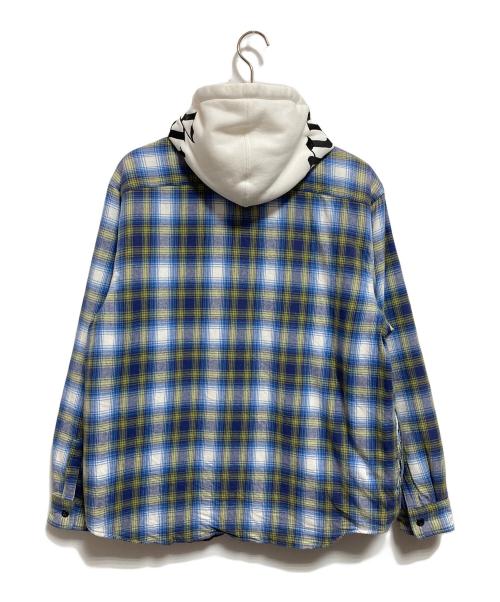 SUPREME（シュプリーム）Supreme (シュプリーム) Hooded Flannel Zip Up Shirt ネイビー×イエロー サイズ:Mの古着・服飾アイテム