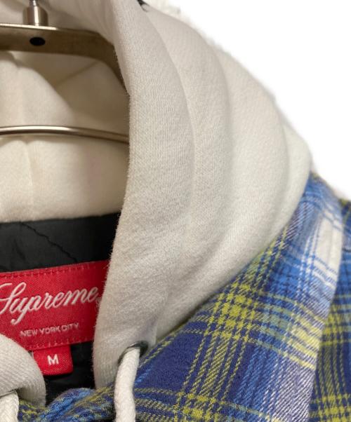 SUPREME（シュプリーム）Supreme (シュプリーム) Hooded Flannel Zip Up Shirt ネイビー×イエロー サイズ:Mの古着・服飾アイテム
