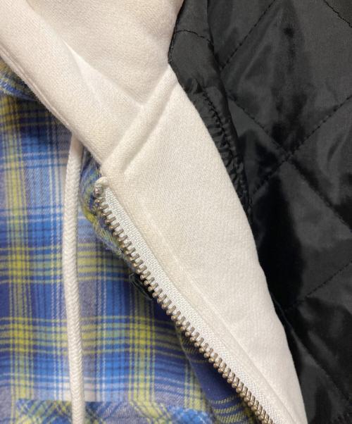SUPREME（シュプリーム）Supreme (シュプリーム) Hooded Flannel Zip Up Shirt ネイビー×イエロー サイズ:Mの古着・服飾アイテム