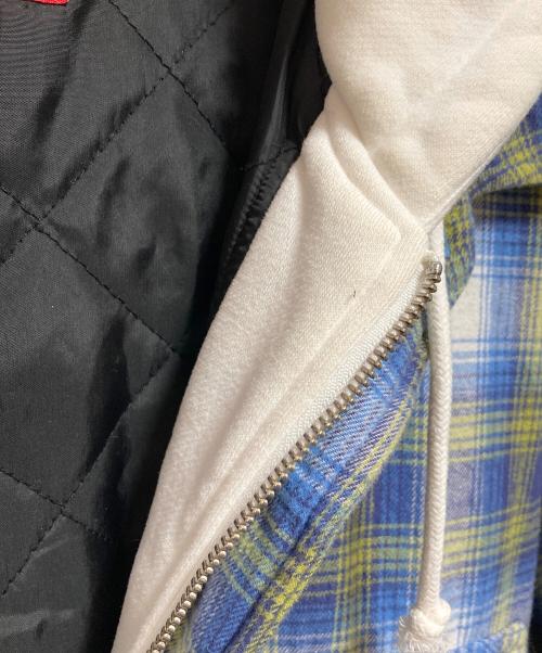 SUPREME（シュプリーム）Supreme (シュプリーム) Hooded Flannel Zip Up Shirt ネイビー×イエロー サイズ:Mの古着・服飾アイテム