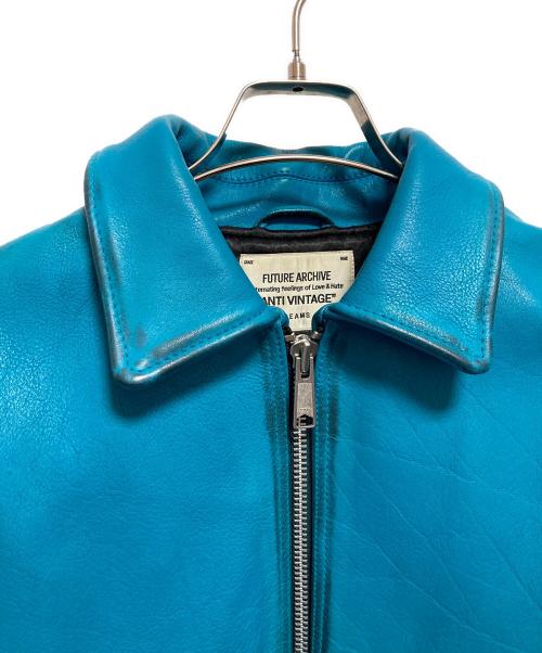 BEAMS FUTURE ARCHIVE（ビームスフューチャーアーカイブ）BEAMS FUTURE ARCHIVE (ビームスフューチャーアーカイブ) Pigment Leather Jacket ブルー サイズ:Sの古着・服飾アイテム