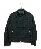 BEAMS PLUSビームスプラス）の古着「Riders Jacket Neon Plaid」｜グリーン×ブラック