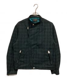 BEAMS PLUS（ビームスプラス）の古着「Riders Jacket Neon Plaid」｜グリーン×ブラック