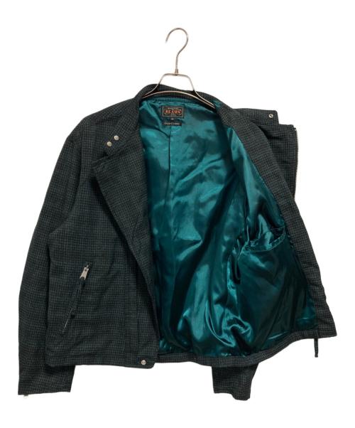 BEAMS PLUS（ビームスプラス）BEAMS PLUS (ビームスプラス) Riders Jacket Neon Plaid グリーン×ブラック サイズ:Mの古着・服飾アイテム