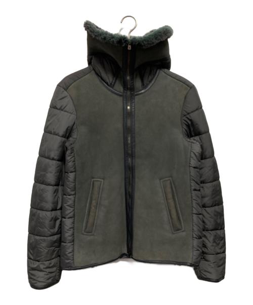 HERNO（ヘルノ）HERNO (ヘルノ) ムートン×中綿コンビ フーテッド ブルゾン グレー サイズ:48の古着・服飾アイテム