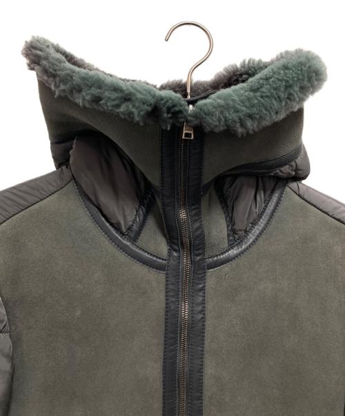 HERNO（ヘルノ）HERNO (ヘルノ) ムートン×中綿コンビ フーテッド ブルゾン グレー サイズ:48の古着・服飾アイテム