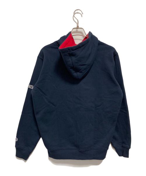 Champion（チャンピオン）Champion (チャンピオン) Supreme (シュプリーム) 17SS Satin Logo Hooded Sweatshirt ネイビー サイズ:Mの古着・服飾アイテム