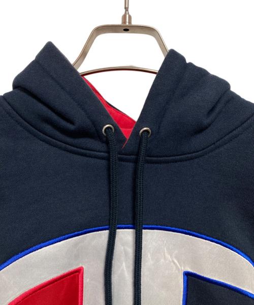 Champion（チャンピオン）Champion (チャンピオン) Supreme (シュプリーム) 17SS Satin Logo Hooded Sweatshirt ネイビー サイズ:Mの古着・服飾アイテム