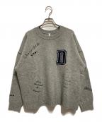 Dignite collierディニテ コリエ）の古着「刺繍ワッペンクルーネックドロップショルダーニット」｜グレー