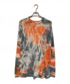 FILL THE BILLフィルザビル）の古着「TIEDYE MESH PULLOVER KNIT」｜ベージュ×オレンジ