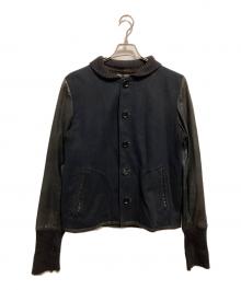 Slow Gun & Co.（スロウガン）の古着「レザー切替スタジャン」｜ブラック