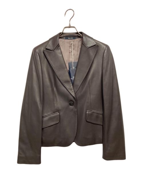 Aquascutum（アクアスキュータム）Aquascutum (アクアスキュータム) レザージャケット ブラウン サイズ:9の古着・服飾アイテム