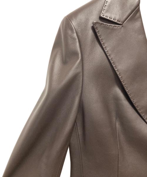 Aquascutum（アクアスキュータム）Aquascutum (アクアスキュータム) レザージャケット ブラウン サイズ:9の古着・服飾アイテム