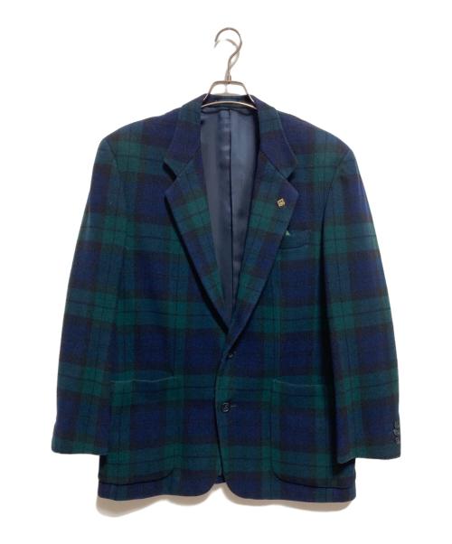 Christian Dior Sports（クリスチャン ディオールスポーツ）Christian Dior Sports (クリスチャン ディオールスポーツ) チェックテーラードジャケット ネイビー×グリーン サイズ:XLの古着・服飾アイテム