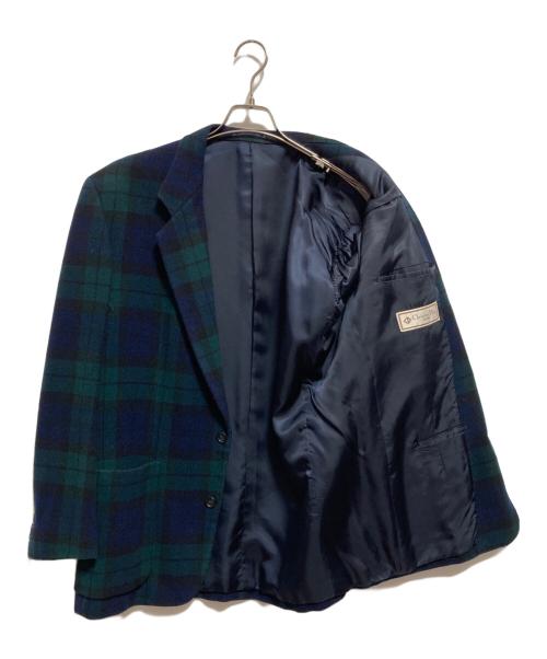 Christian Dior Sports（クリスチャン ディオールスポーツ）Christian Dior Sports (クリスチャン ディオールスポーツ) チェックテーラードジャケット ネイビー×グリーン サイズ:XLの古着・服飾アイテム