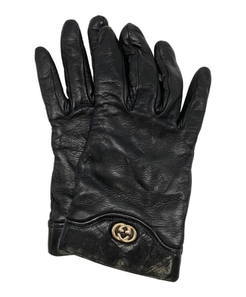 GUCCI（グッチ）GUCCI (グッチ) レザーグローブ ブラックの古着・服飾アイテム