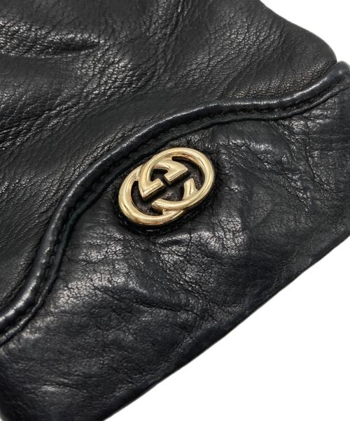 GUCCI（グッチ）GUCCI (グッチ) レザーグローブ ブラックの古着・服飾アイテム