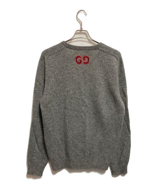 GUCCI（グッチ）GUCCI (グッチ) カシミヤ混Vネックニット グレー サイズ:Mの古着・服飾アイテム
