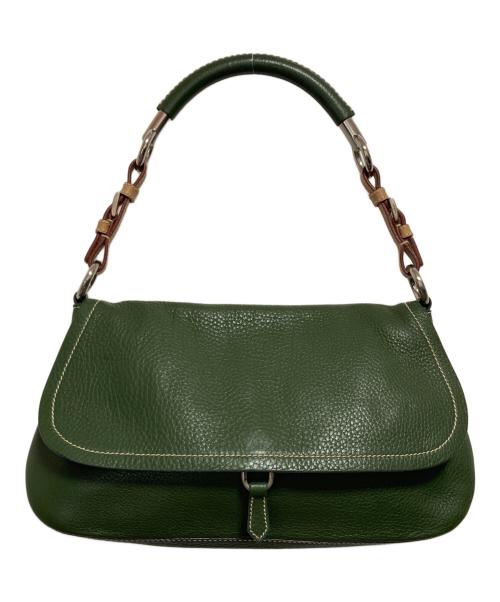 PRADA（プラダ）PRADA (プラダ) レザーワンショルダーバッグ グリーンの古着・服飾アイテム