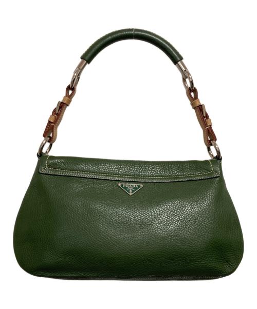 PRADA（プラダ）PRADA (プラダ) レザーワンショルダーバッグ グリーンの古着・服飾アイテム