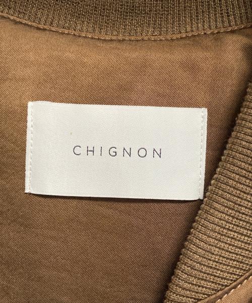 chignon（シニヨン）chignon (シニヨン) サテン ボリューム ブルゾン ブラウン サイズ:FREEの古着・服飾アイテム