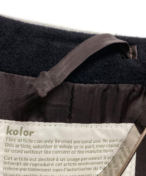 KOLOR（カラー）KOLOR (カラー) カシミヤウール混 デニムポケット メルトンジャケット ネイビー×インディゴ サイズ:2の古着・服飾アイテム