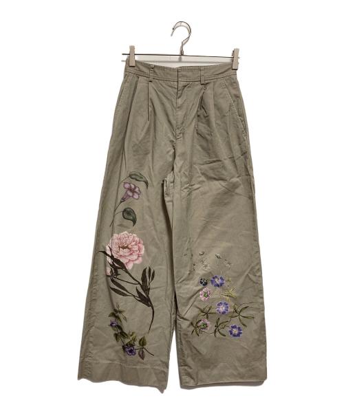 CABAN（キャバン）CABaN (キャバン) コットンツイル フラワープリント2タックワイドパンツ グリーン サイズ:XSの古着・服飾アイテム